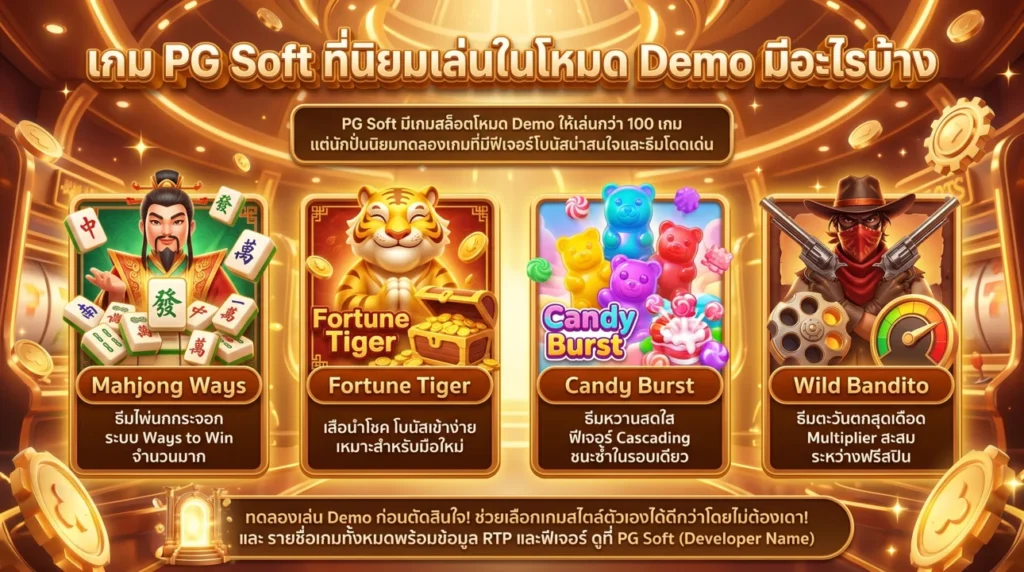 เกม PG Soft ที่นิยมเล่นในโหมด Demo