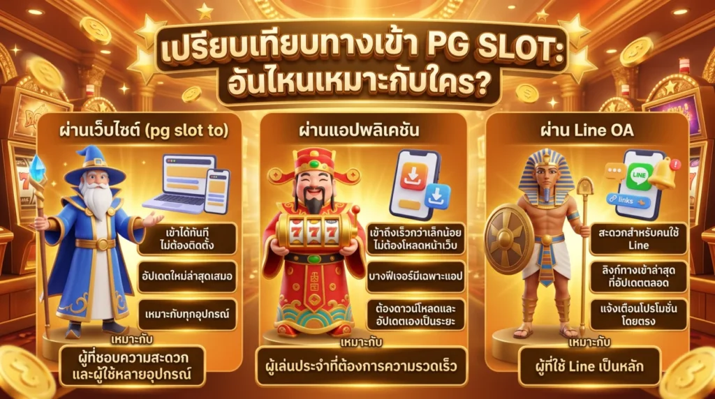 เปรียบทางเข้า pg slot to กับทางเข้าแบบอื่น