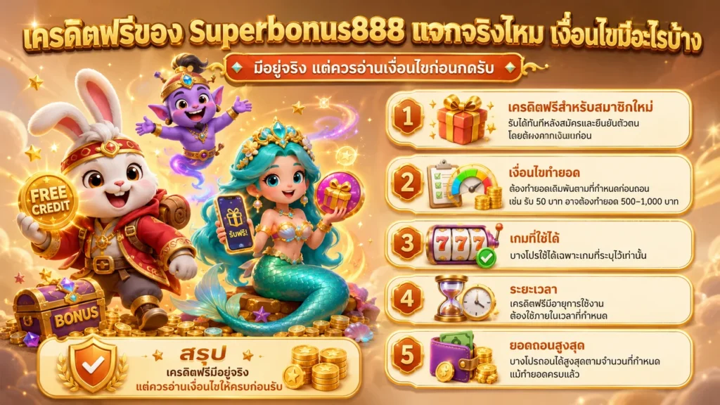เงื่อนไข เครดิตฟรี superbonus888