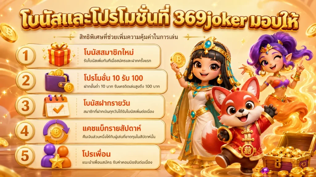 โบนัสและโปรโมชันที่ 369joker